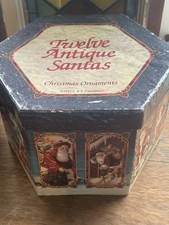 Beautiful Vintage (1995) Paper Mache Baubles. Depicting Antique Santa Scenes