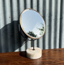 Vintage Colin Beales For Peter Cuddon Table Top Vanity Mirror 1960s Marble Brass