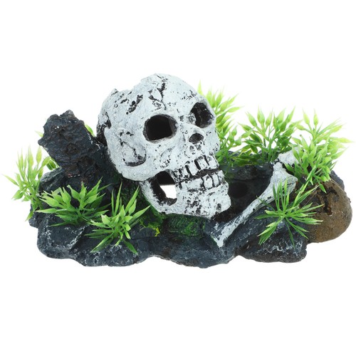 Aquarium skull head ornament - aquarium,