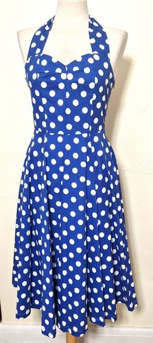 Ladies 1940s style blue polka - ladies,