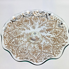 Vintage James Clarke & Sons Pedestal Glass Cake Stand Silver Decoration