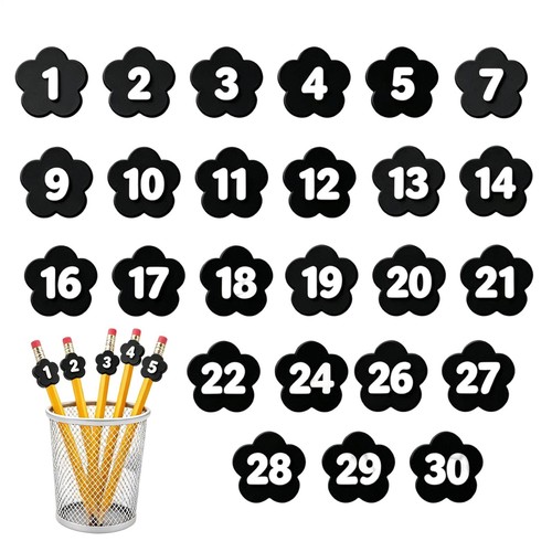 Numbered pencil toppers - numbered, 1-30