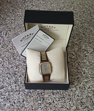 Vintage Rotary Tank Gents Black Gold Square Dress Watch, Tested and Working