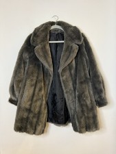 Vintage Tissavel Luxurious Faux Fur Grey Toned Statement Coat - Size 12 / M