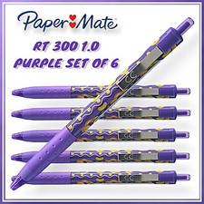 6 x Paper Mate InkJoy  Purple Ink Pens RT300 1.0 Easy Grip school Office