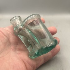 RARER TYPE AQUA GLASS GENUINE DUMP DUG VICTORIAN POSTBOX SHAPED INK BOTTLE