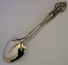 ARTS & CRAFTS JAMES LINTON AUSTRLIAN SOLID STERLING SILVER JAM SPOON c1940 26g