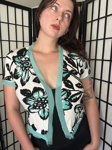 Y2k floral cardigan medium - cardigan, (m)