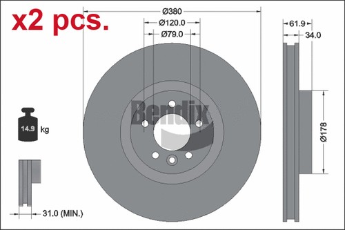 Pcs front brake disc - disc, rotos