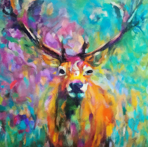 Original stag painting red - painting,