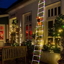 The Christmas Workshop LED Festive 10ft Ladder With Santa 240 Multi Colour LEDs