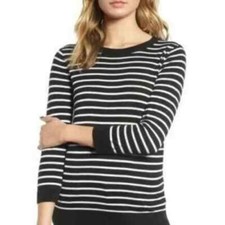 1901 Womens Back Button Crewneck Sweater Three Quarter Sleeve Rib Knit Size XXL
