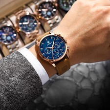 Men's Leather Quartz Watches