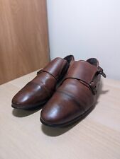 MENS BROWN LEATHER NEXT HELL FOR LEATHER SIZE 9 MONK STRAP SHOES