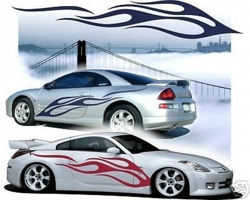 Adhesive flames side car - adhesive,