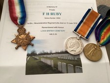 WW1 Medal Trio KIA Ruby