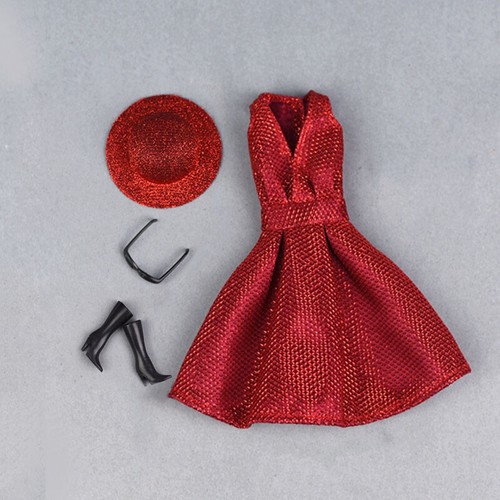 Red doll dress for - red, 11.5"