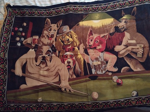 Dogs playing pool wall - , rug