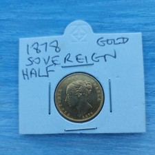 22Ct Gold Shield Back Half Sovereign 1878 Queen Victoria Young Head London mint