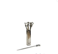 Loft1850 Set of Six Polished Knot Olive/Cocktail Picks & Holder | Bar Accessory