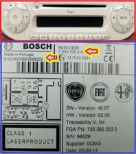 FIAT 500 BOSCH RADIO CODE
