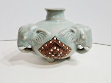 Vintage Asian Ceramic 3 Head Elephant  Studio Art Pottery Vase