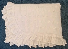 Mothercare Vintage Baby Cot Quilt white broiderie anglaise 12mth blanket GB