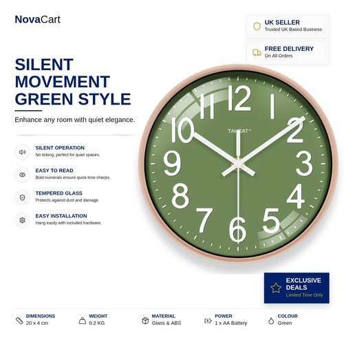 Silent clock round - clock, modern