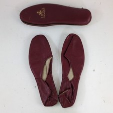 Lotus Vintage Slippers Leather Red Zip Case UK 9 Satin Lining Travel Burgundy