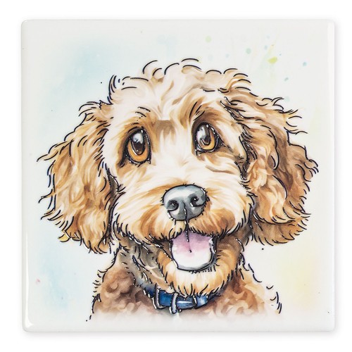 Cockapoo dog ceramic - dog, drinks