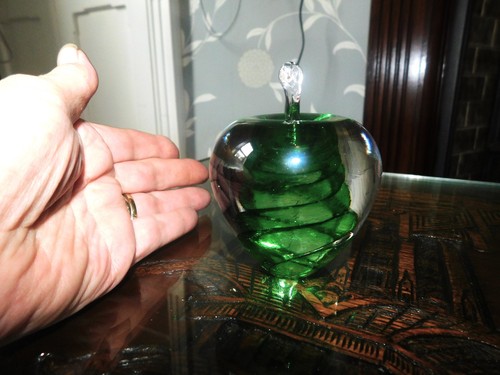 Glass paperweight signed - glass,