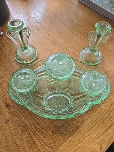 Vintage green pressed glass - vintage,