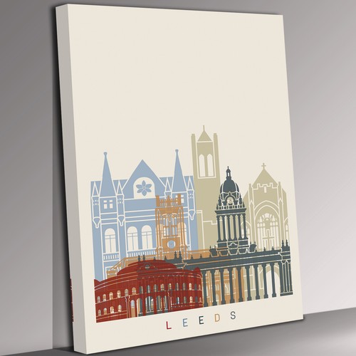 Leeds skyline canvas wall art - leeds,