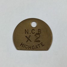 Highgate Colliery X2 N.C.B Brass Miners Pit Check Token Mining Memorabilia