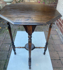 Wooden Vintage Octagonal Two Tier Occasional Window Table Side Table