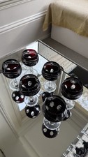 Bohemian Czech Crystal Ruby Red 13cm Wine Glasses Set of 6