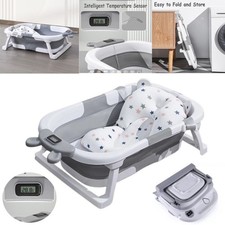 Foldable Baby Bath Tub With Temperature & Cushion Bath Pad + Bath Net 0-36Months