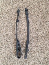 Pair Of Indian Leather Black Cheek Pieces  With Silver Buckles