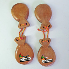 Vintage Spanish Wooden Castanets Souvenir from Mallorca