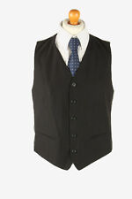 C&A Waistcoat Gilet Vintage Striped Vest Button Up Casual Black Size S - C3338