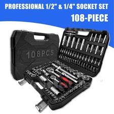 108pc Socket Set 1/4" 1/2"