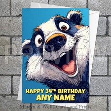 Badger birthday card. 5x7