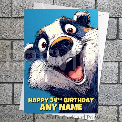 Badger birthday card - ., 5x7