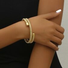 Gold Bracelet Cuff Bangle Womens Girls  jewellery Dual design gift UK