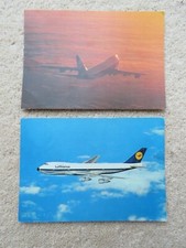 2 Vintage 1970s Lufthansa Boeing 747 Jumbo Jet Real Photo Postcards
