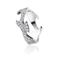 Georg Jensen Fusion Centre Ring - 18 kt. White Gold with Pavé Diamonds.