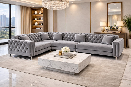 Velvet chesterfield sofa - sofa,