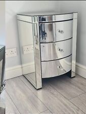 Canzano 3 Drawer Bedside Table Mirrored