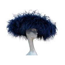 NAVY EXTRA LARGE OSTRICH FEATHER HAT