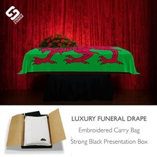 Wales Welsh Coffin Drape 8x5ft  Funeral Organic Cotton Bag & Luxury Box